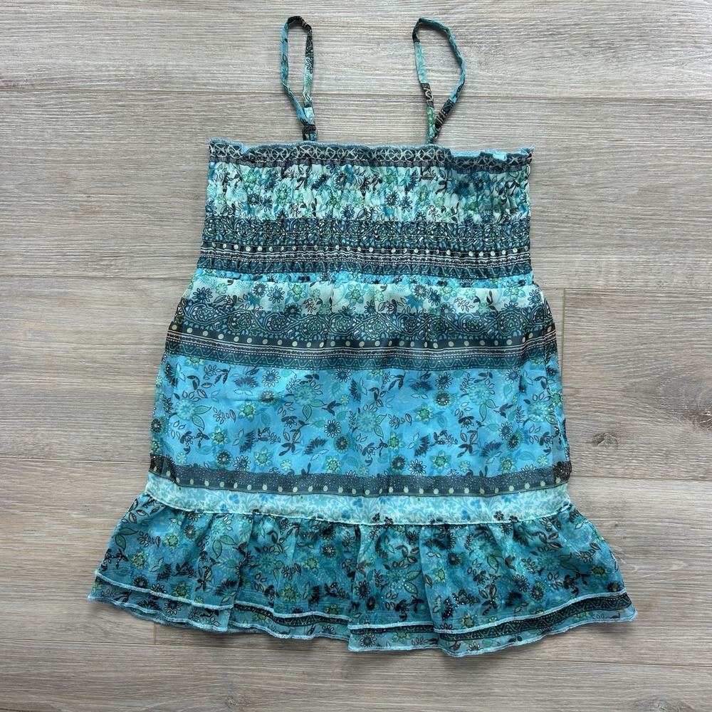Limited Too Size 8 Blue Babydoll Top Camisole Fairycore Coquette Sequins